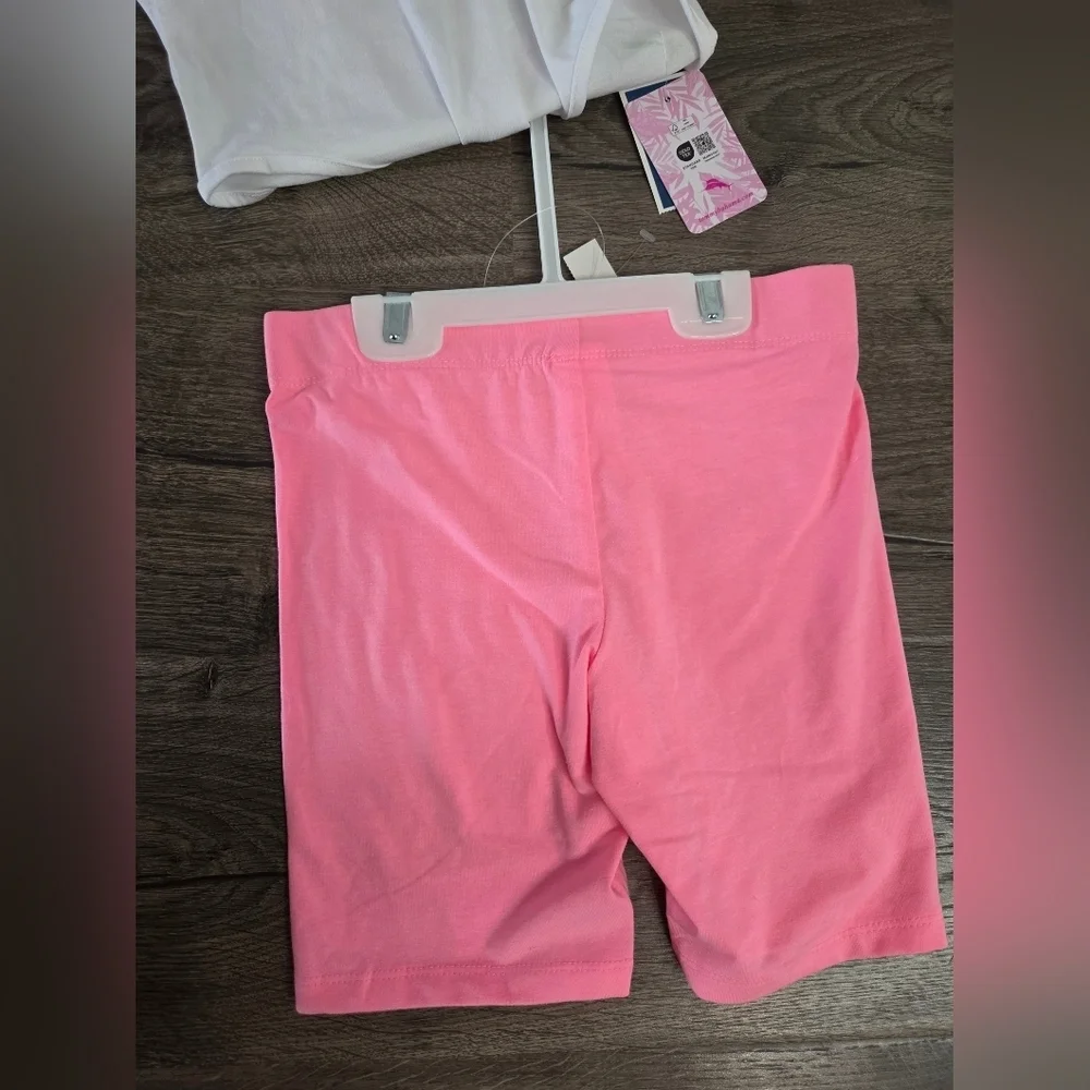 Girls Floral Graphic Tank Top and Pink Shorts Set Size 7/8 NWT